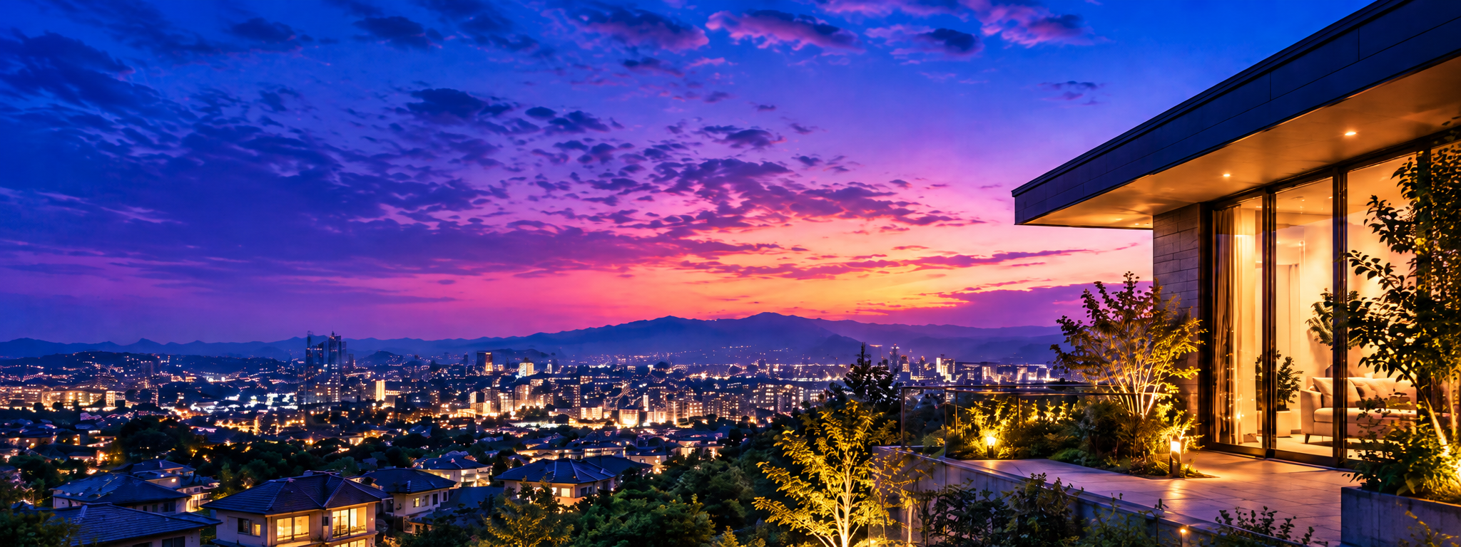 東京・多摩の夕景と暖かな住まい